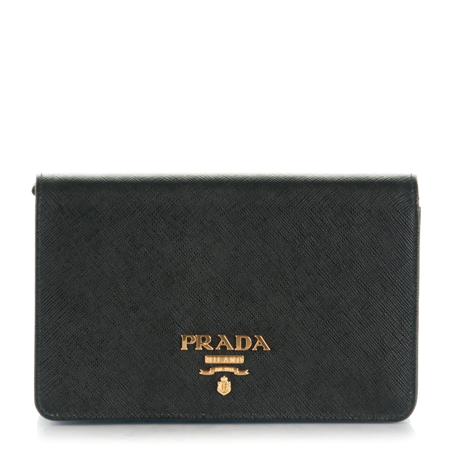 Prada Saffiano Lux Chain Wallet Nero Black 1 of 6