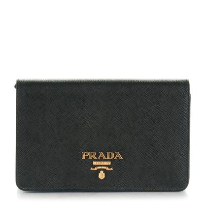 Prada Saffiano Lux Chain Wallet Nero Black 1 of 6