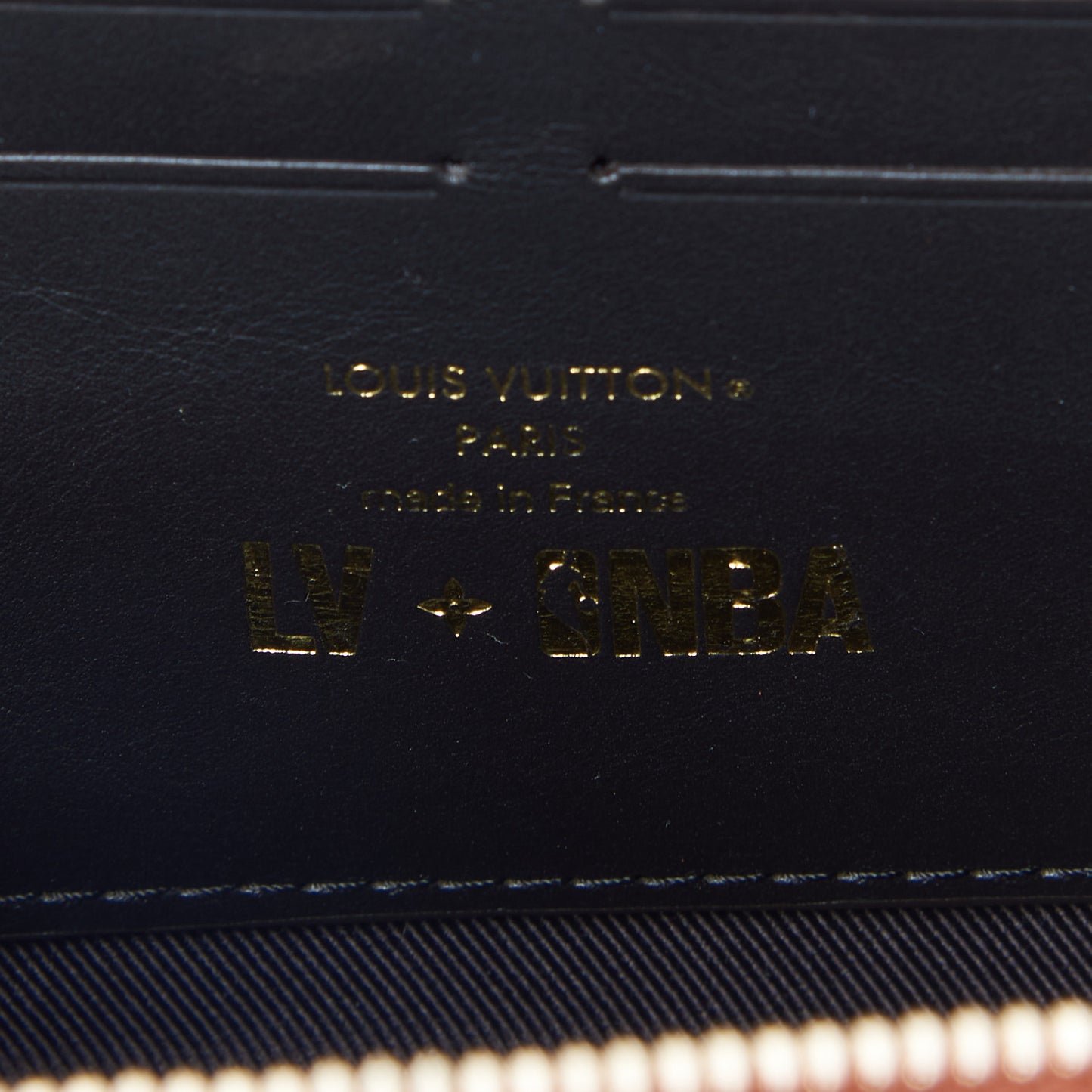 X NBA Monogram Embossed Ball Grain Cowhide Soft Trunk Wallet Brown