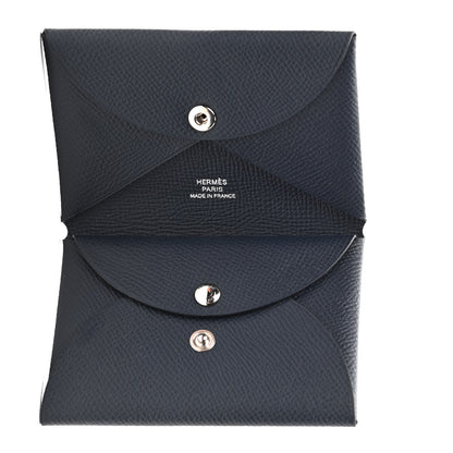 Hermes Epsom Duo Calvi Card Case Bleu Indigo 5 of 6