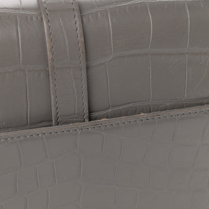 Saint Laurent Calfskin Crocodile Embossed Medium College Monogram Satchel Gray 12 of 14