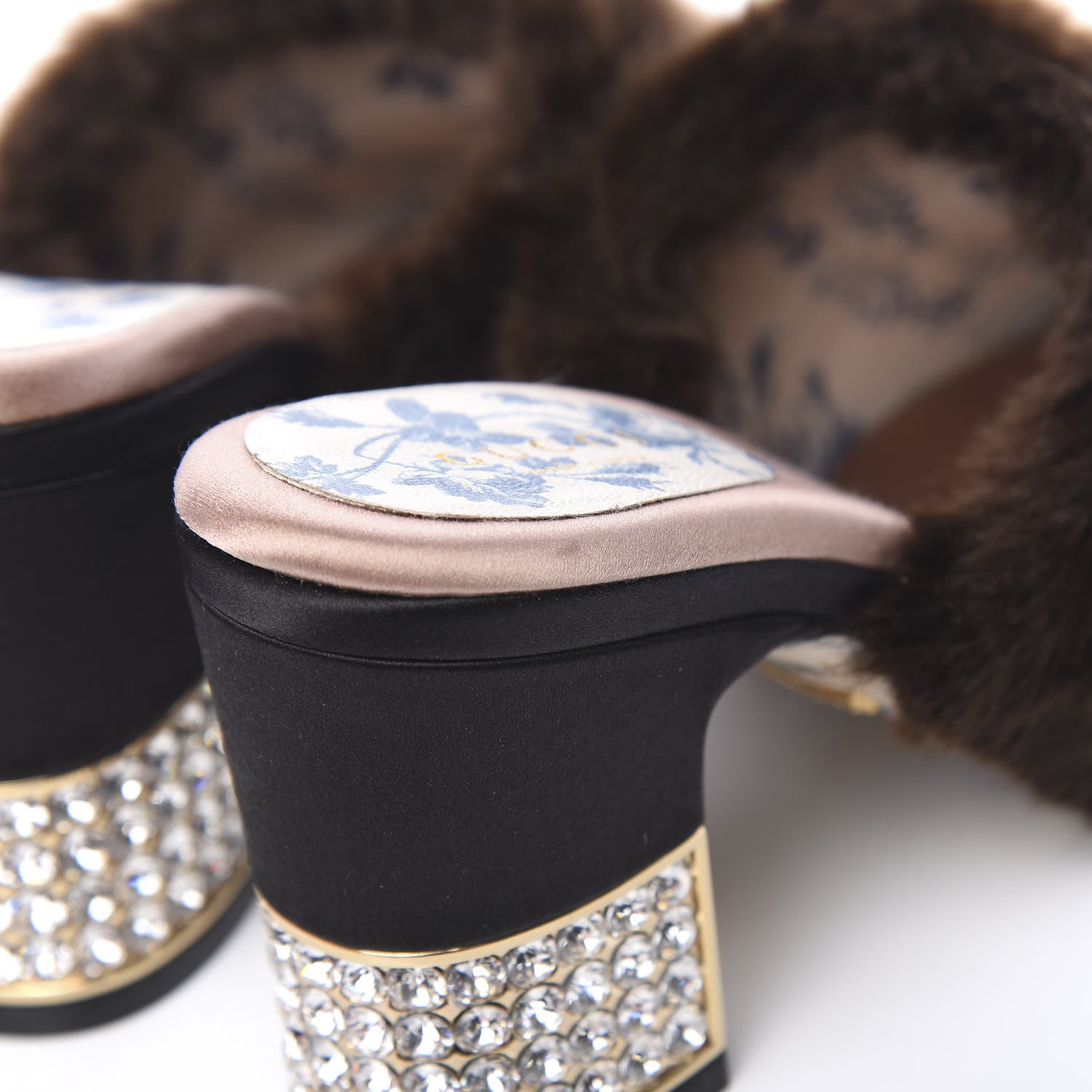 Gucci Mink Silk Satin Crystal Candy Mules 37 Scan Brown Black 9 of 11