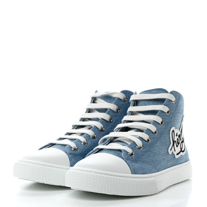 Hermes Denim Illico High Top Sneakers 37 Bleu Clair White 3 of 8