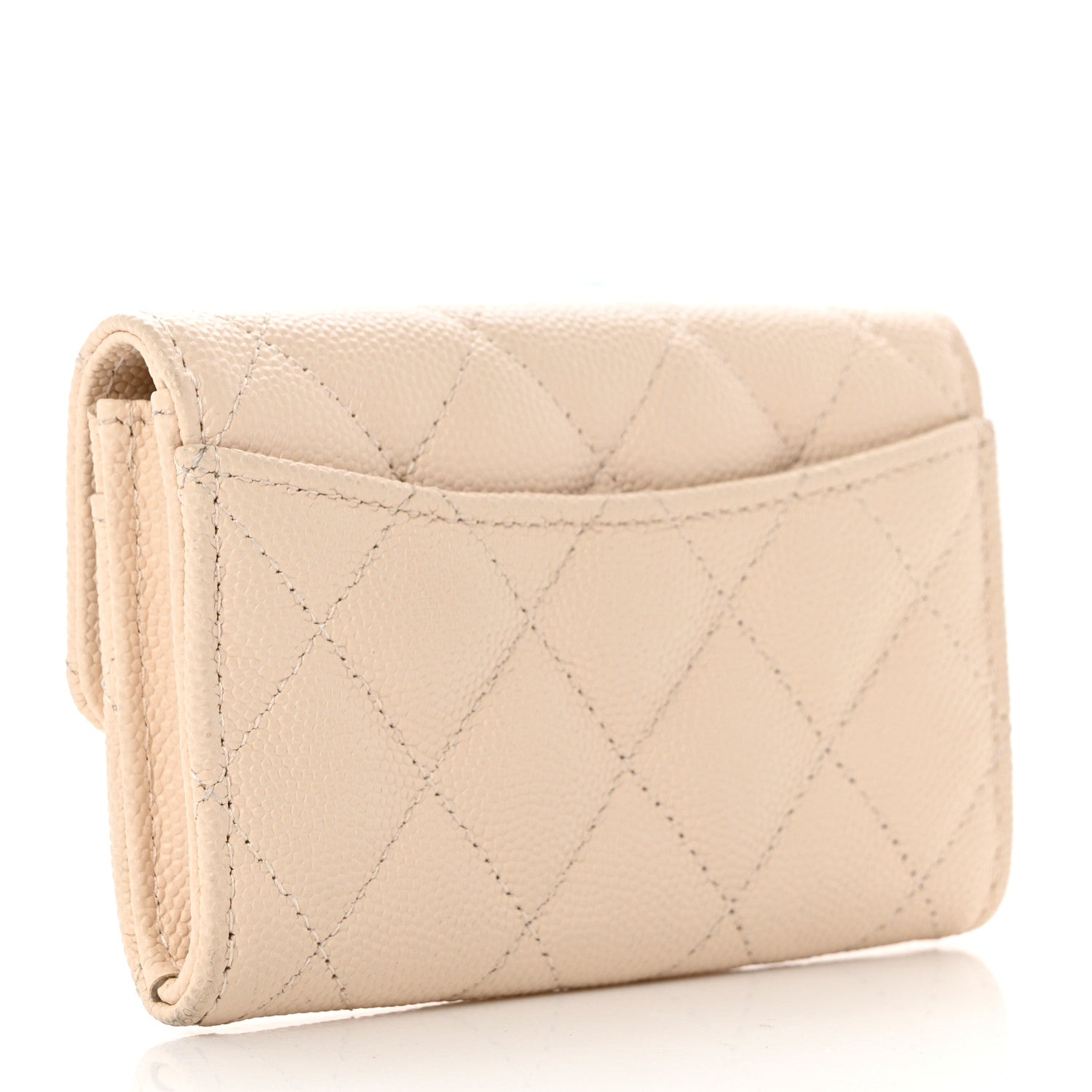 Chanel Caviar Quilted Flap Card Holder Wallet Light Beige 3 of 8
