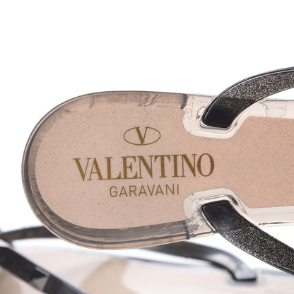 Valentino Garavani PVC Jelly Rockstud Bow Thong Sandals 38 Black 6 of 7