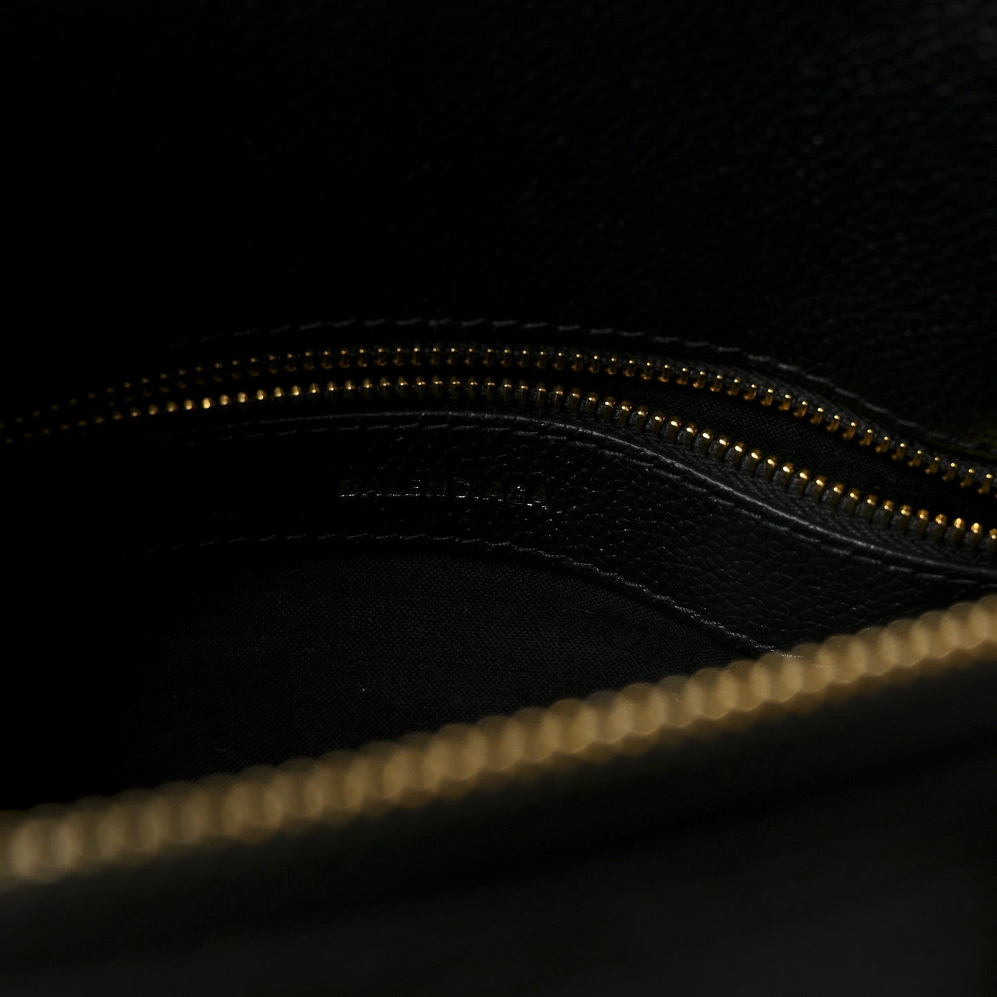 Signature Grained Calfskin Logo S Ville Top Handle Bag Black