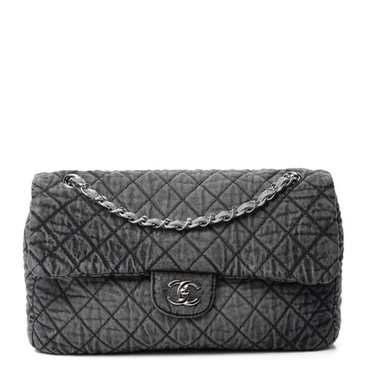 Chanel Denim Quilted Denimpression Flap Grey Black 1 of 12