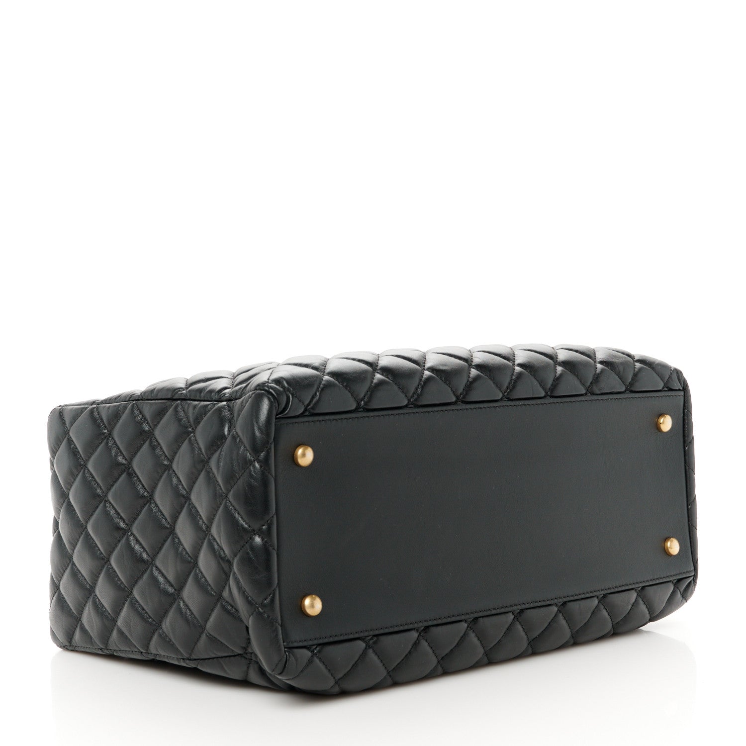 Chanel Aged Calfskin Quilted Large Coco Handle Shopping Tote Black 4 of 10