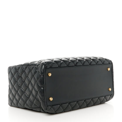 Chanel Aged Calfskin Quilted Large Coco Handle Shopping Tote Black 4 of 10
