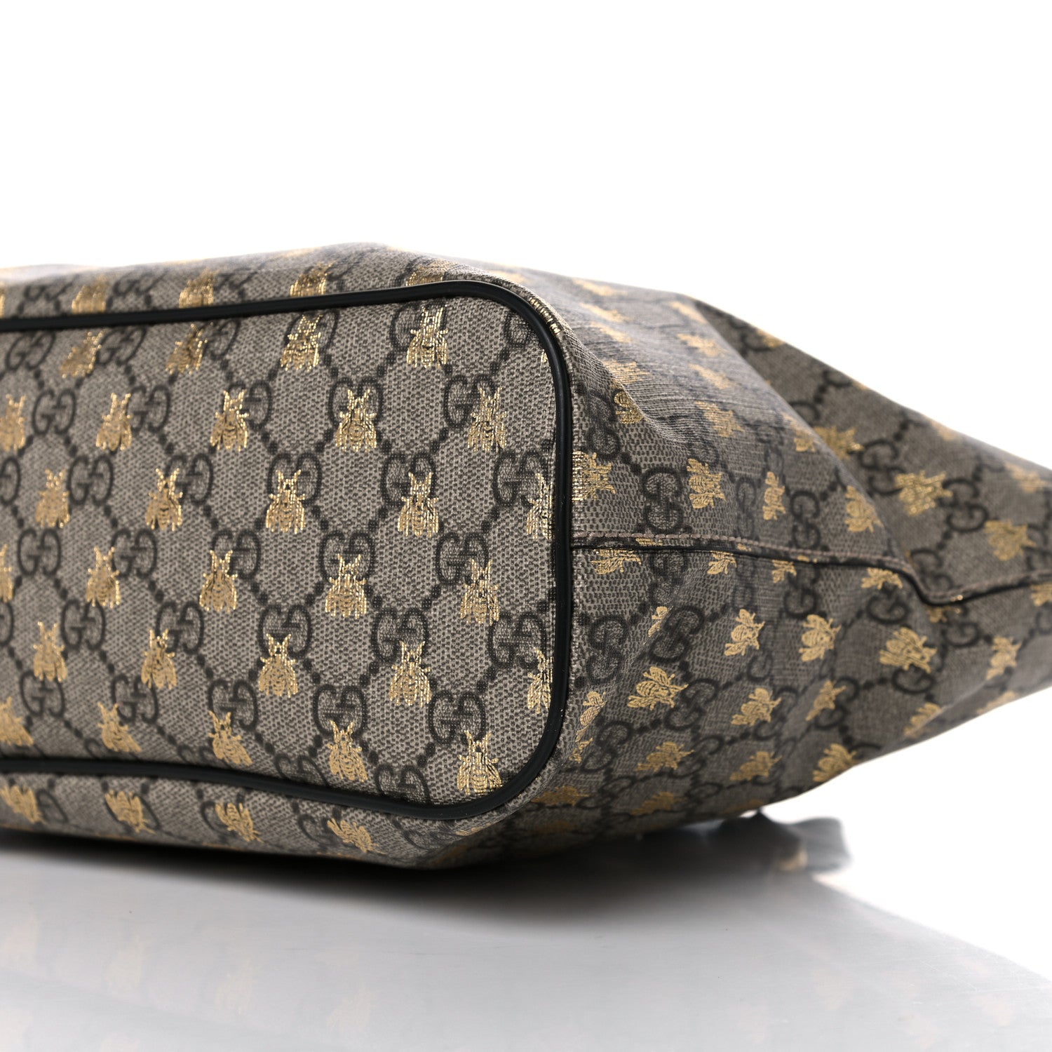 Gucci Soft GG Supreme Monogram Bees Small Crossbody Tote Beige Oro Black 10 of 17