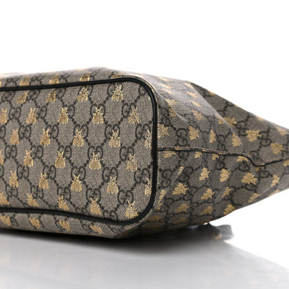 Gucci Soft GG Supreme Monogram Bees Small Crossbody Tote Beige Oro Black 10 of 17