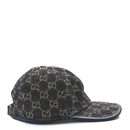 Gucci Denim Calfskin GG Monogram Oscar Baseball Hat L Black Ivory 4 of 9