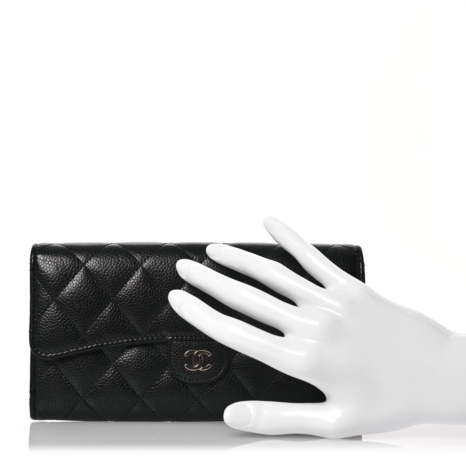 Chanel Caviar Quilted Large Gusset Flap Wallet Black 2 of 13