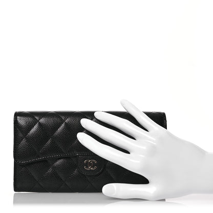 Chanel Caviar Quilted Large Gusset Flap Wallet Black 2 of 13