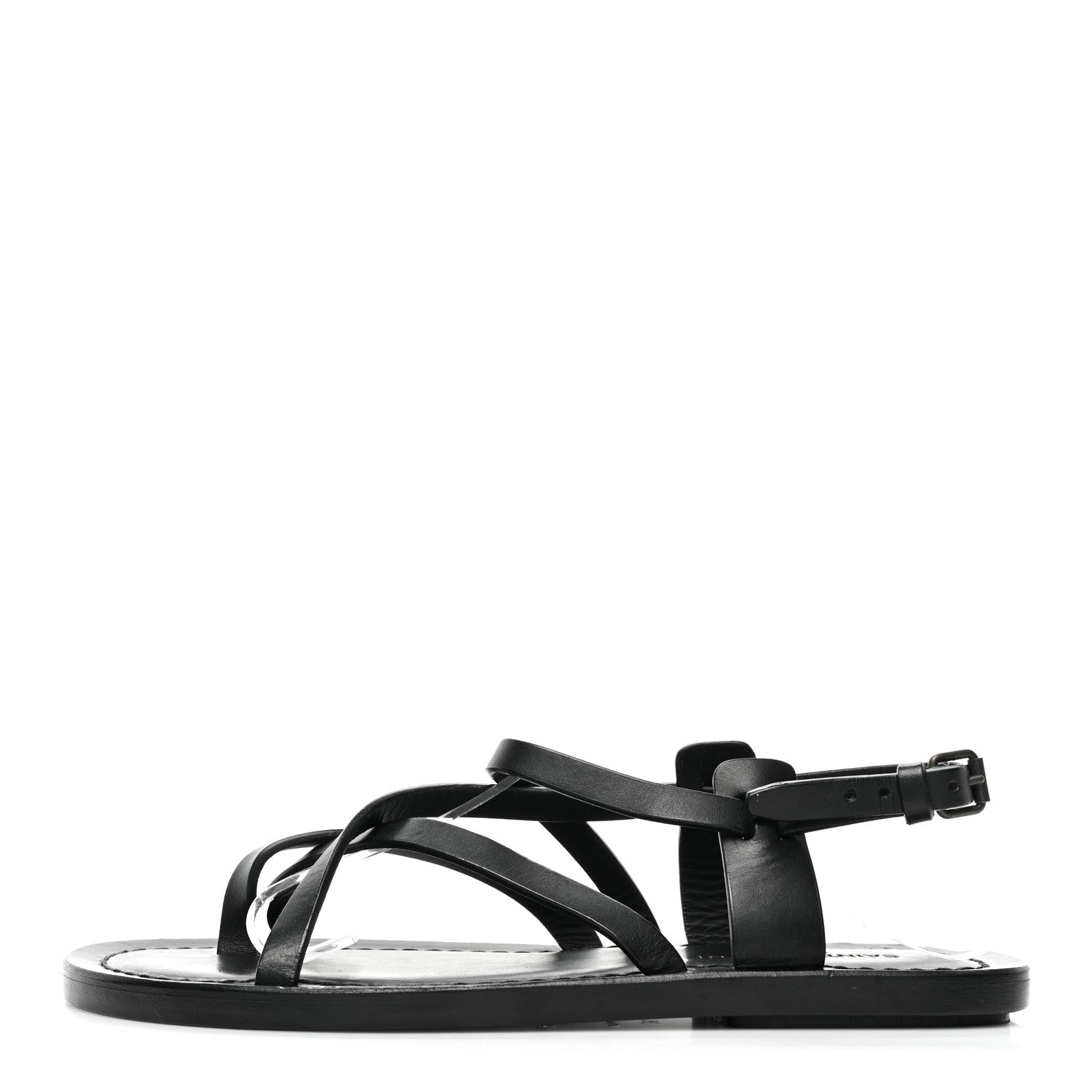 Saint Laurent Calfskin Nu Pieds Sandals 38 Black 1 of 11
