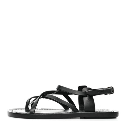 Saint Laurent Calfskin Nu Pieds Sandals 38 Black 1 of 11