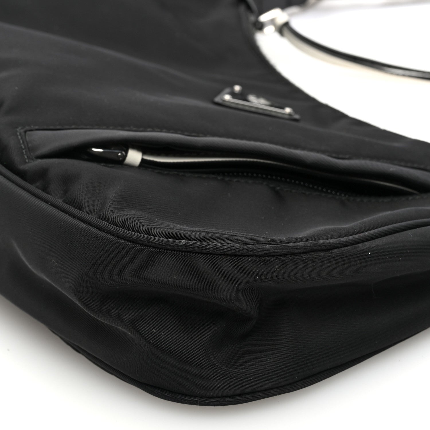 Prada Tessuto Nylon Studded New Vela Hobo Black White 9 of 11