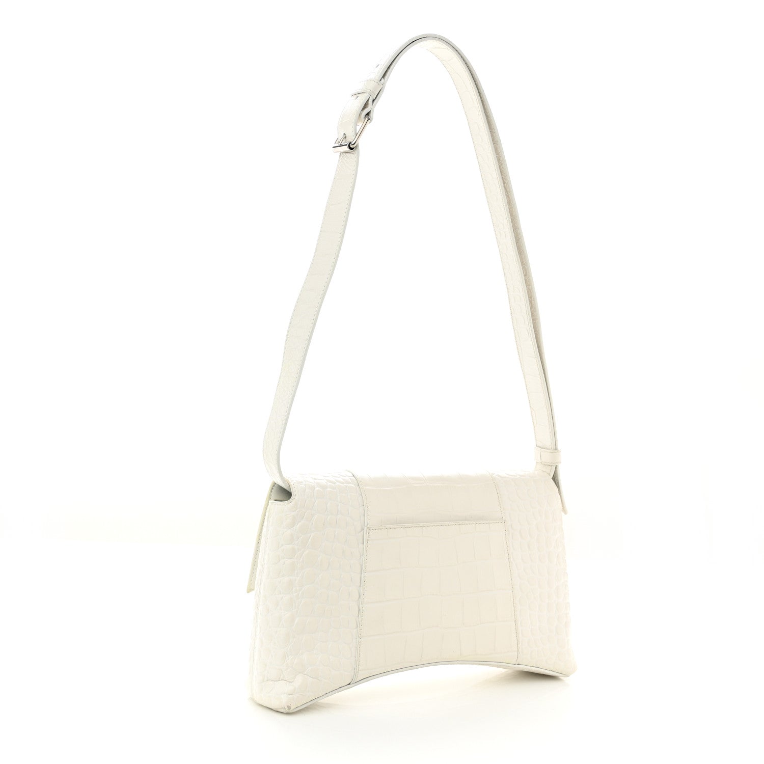Balenciaga Extra Supple Calfskin Crocodile Embossed XS Downtown Shoulder Bag White 3 of 17