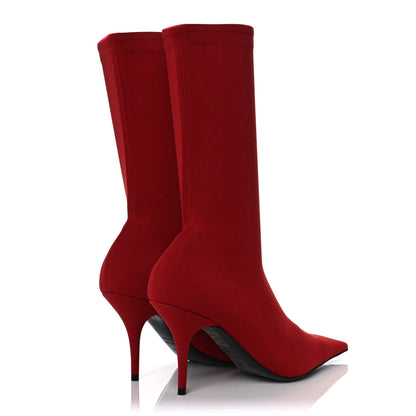 Balenciaga Jersey Crepe Extreme Pointed Toe Knife Booties 38 Rouge 4 of 9