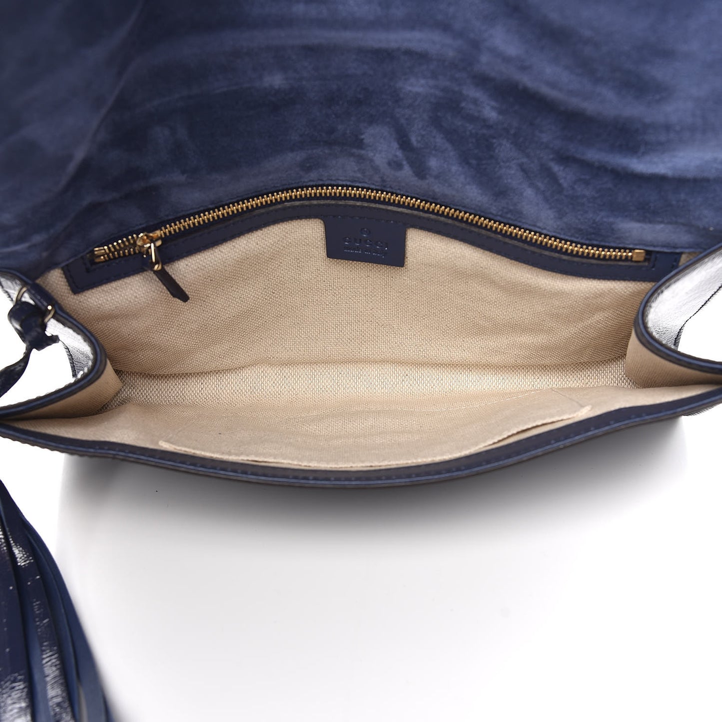 Soft Patent Medium Soho Clutch Uniform Blue