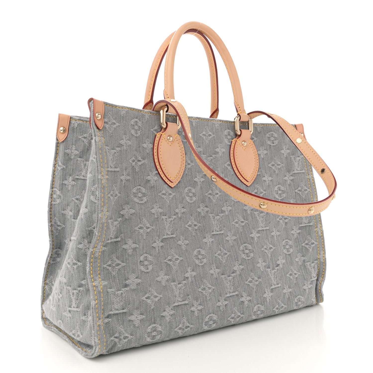 Louis Vuitton Monogram Denim Onthego MM Washed Gray 3 of 10