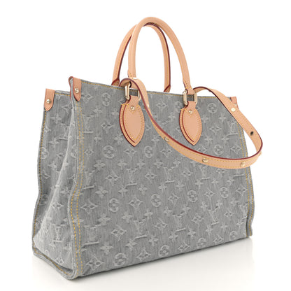 Louis Vuitton Monogram Denim Onthego MM Washed Gray 3 of 10