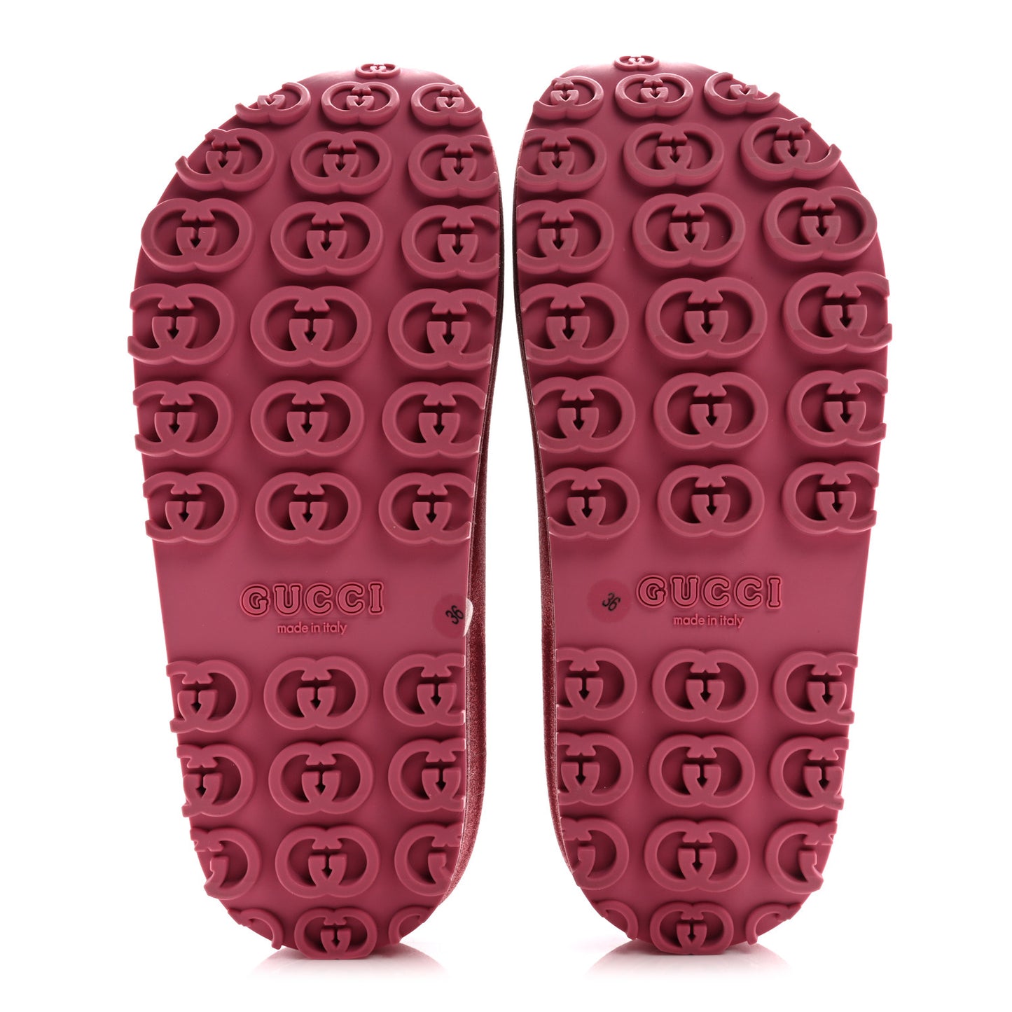 Glitter Rubber Womens Interlocking G Platform 42mm Slide Sandals 36 Rose