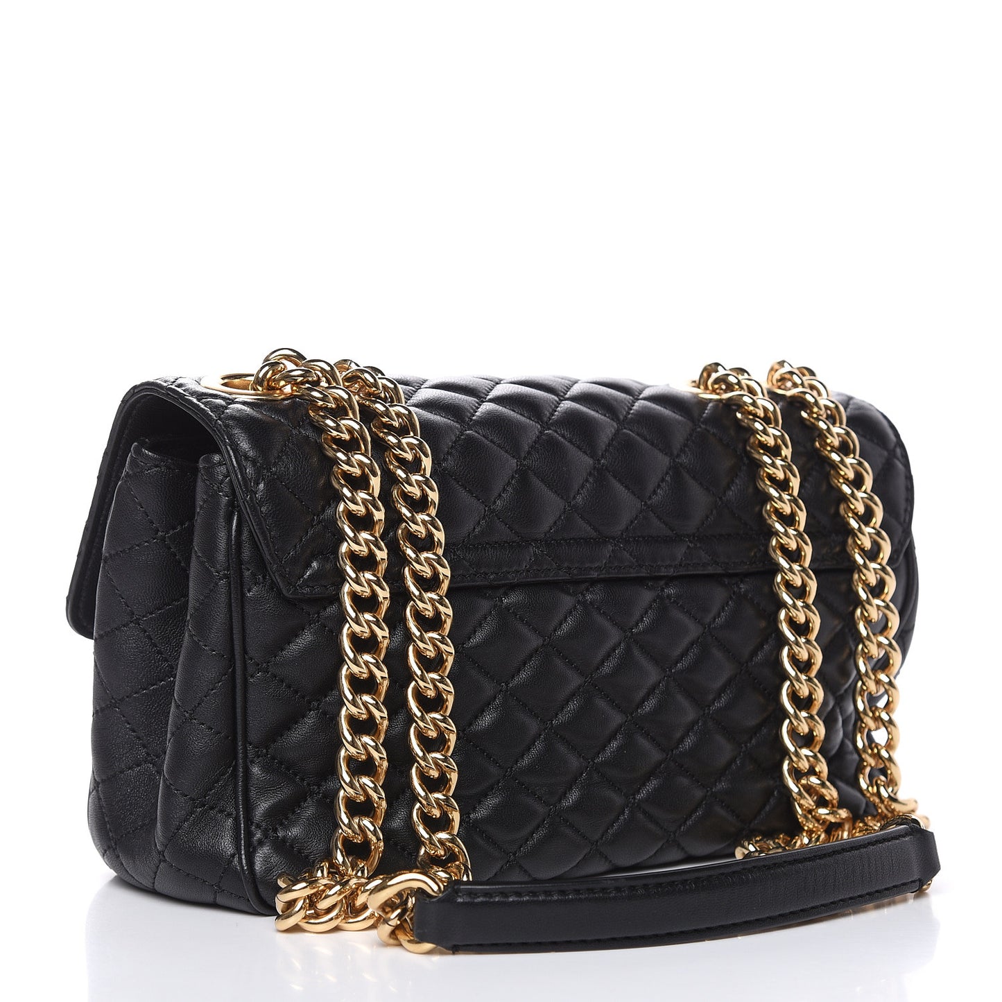 Lambskin Quilted Crystal Embellished Millennial Rectangular Shoulder Bag Black