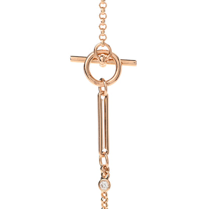 Hermes 18K Rose Gold Diamond MM Ex-Libris Pendant Necklace 6 of 7