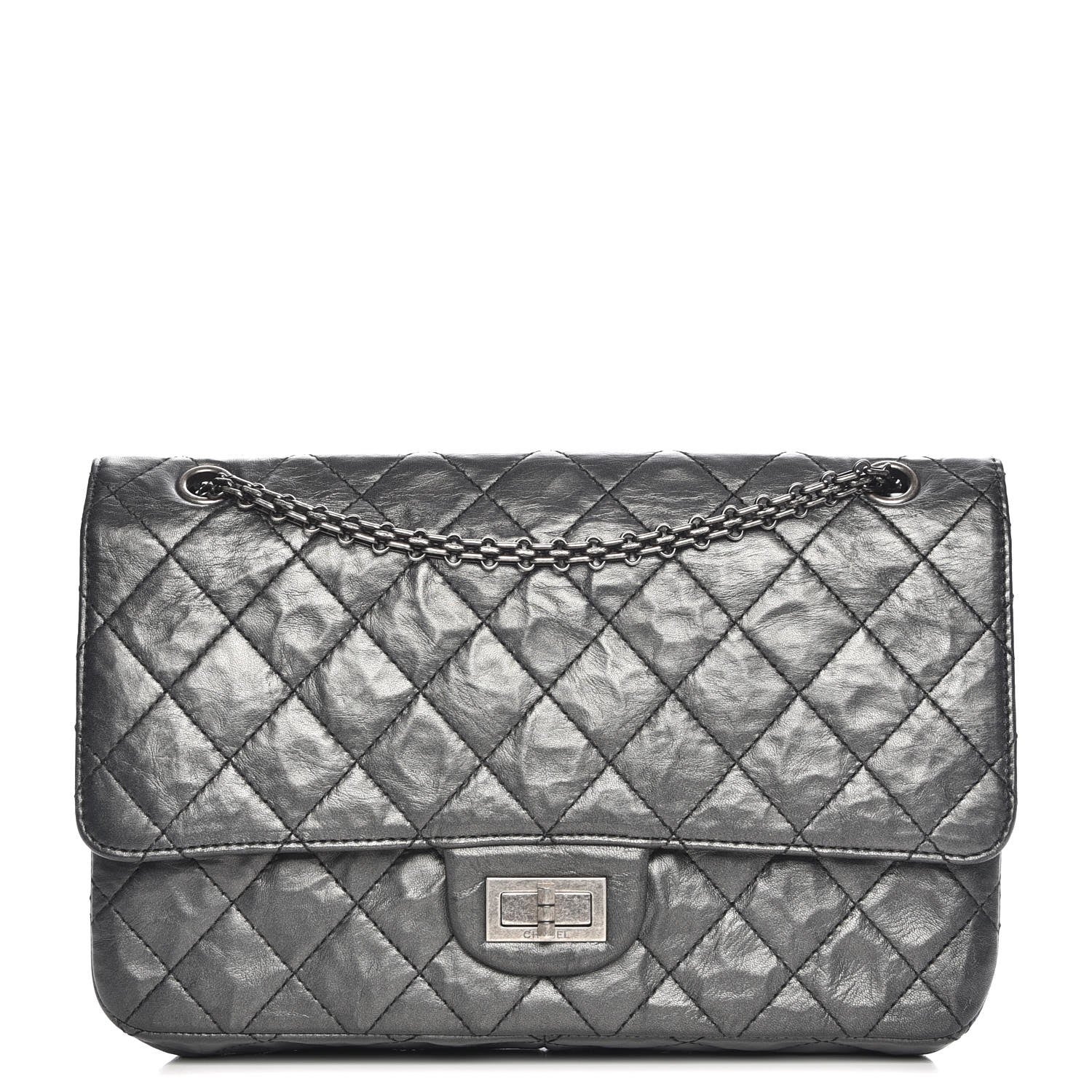 Chanel Distressed Lambskin Quilted 2.55 Reissue 227 Flap Dark Silver 1 of 7