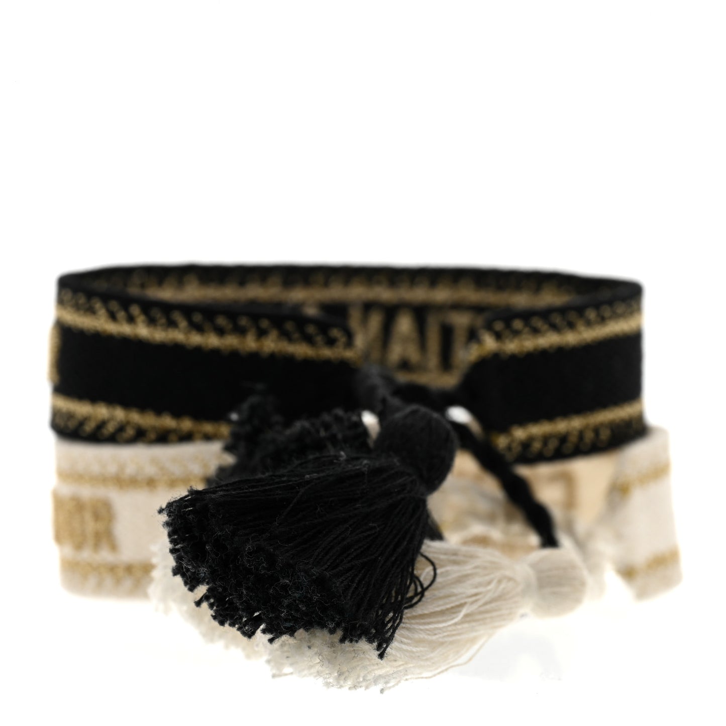 Woven Cotton J'Adior Friendship Bracelet Set Gold Black