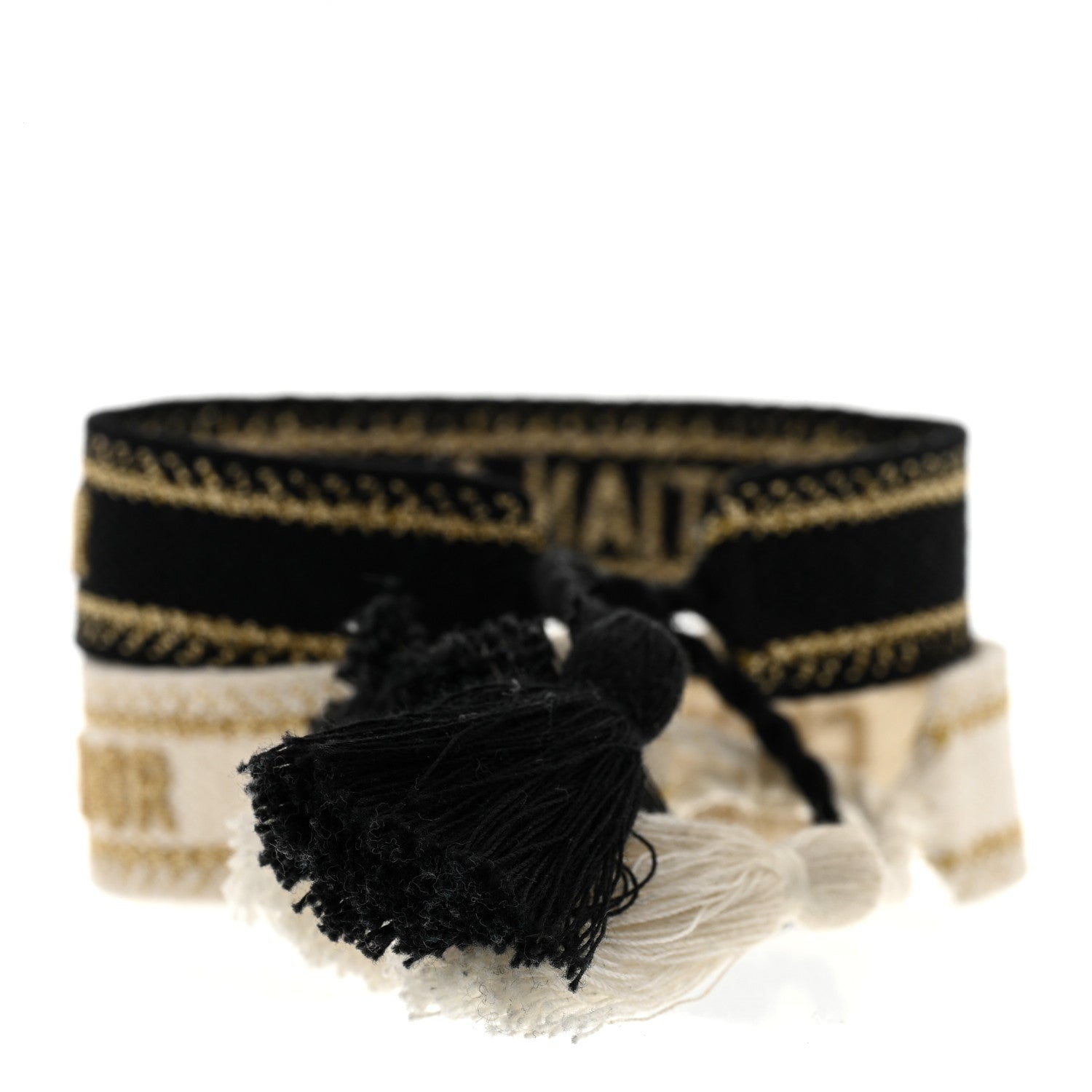Christian Dior Woven Cotton J'Adior Friendship Bracelet Set Gold Black 3 of 3