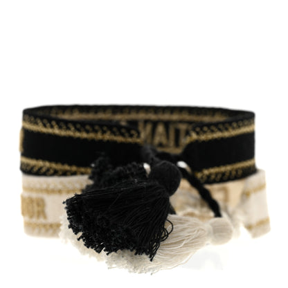 Christian Dior Woven Cotton J'Adior Friendship Bracelet Set Gold Black 3 of 3