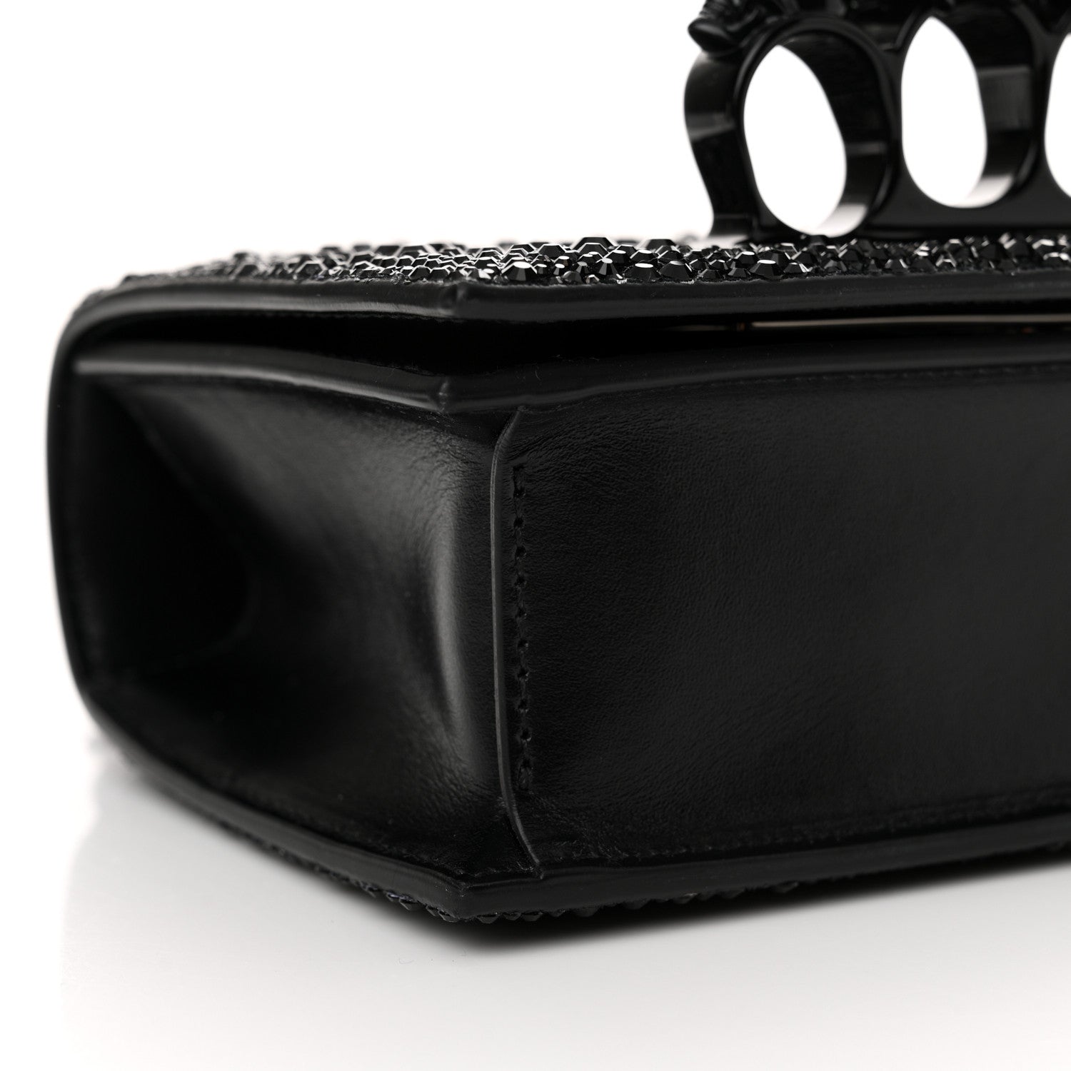 Alexander McQueen Calfskin Crystal Chain Clutch Black 8 of 12