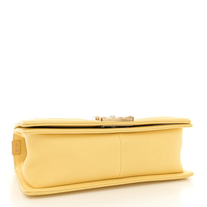 Chanel Caviar Chevron Quilted Medium Boy Flap Yellow 4 of 11