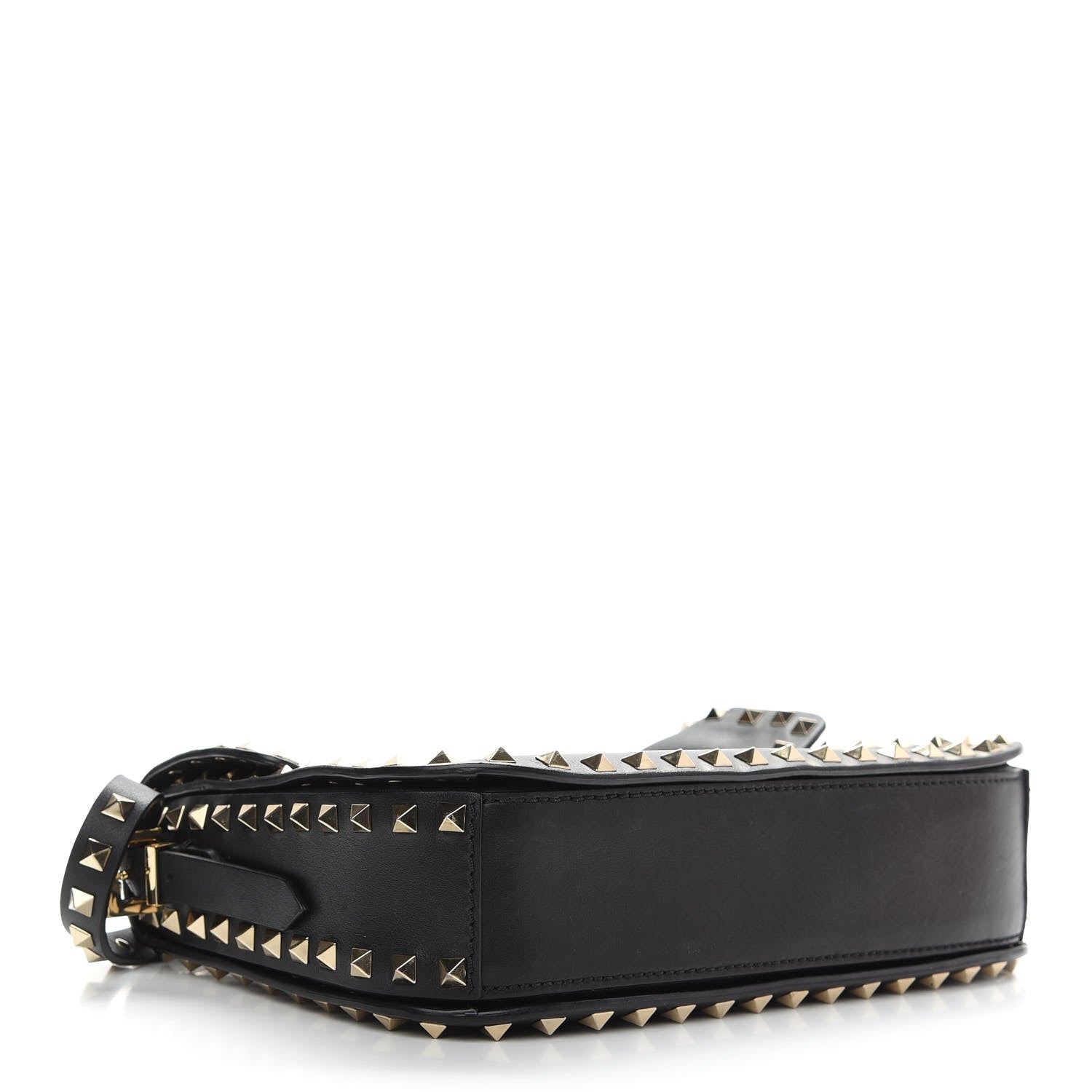 Valentino Garavani Vitello Medium Rockstud Flap Saddle Bag Black 4 of 10