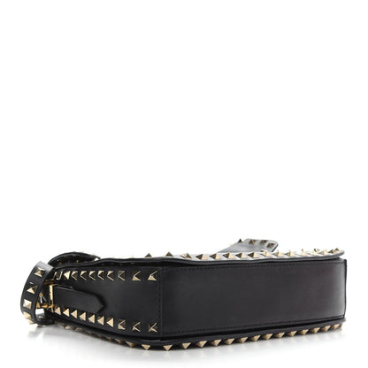 Valentino Garavani Vitello Medium Rockstud Flap Saddle Bag Black 4 of 10