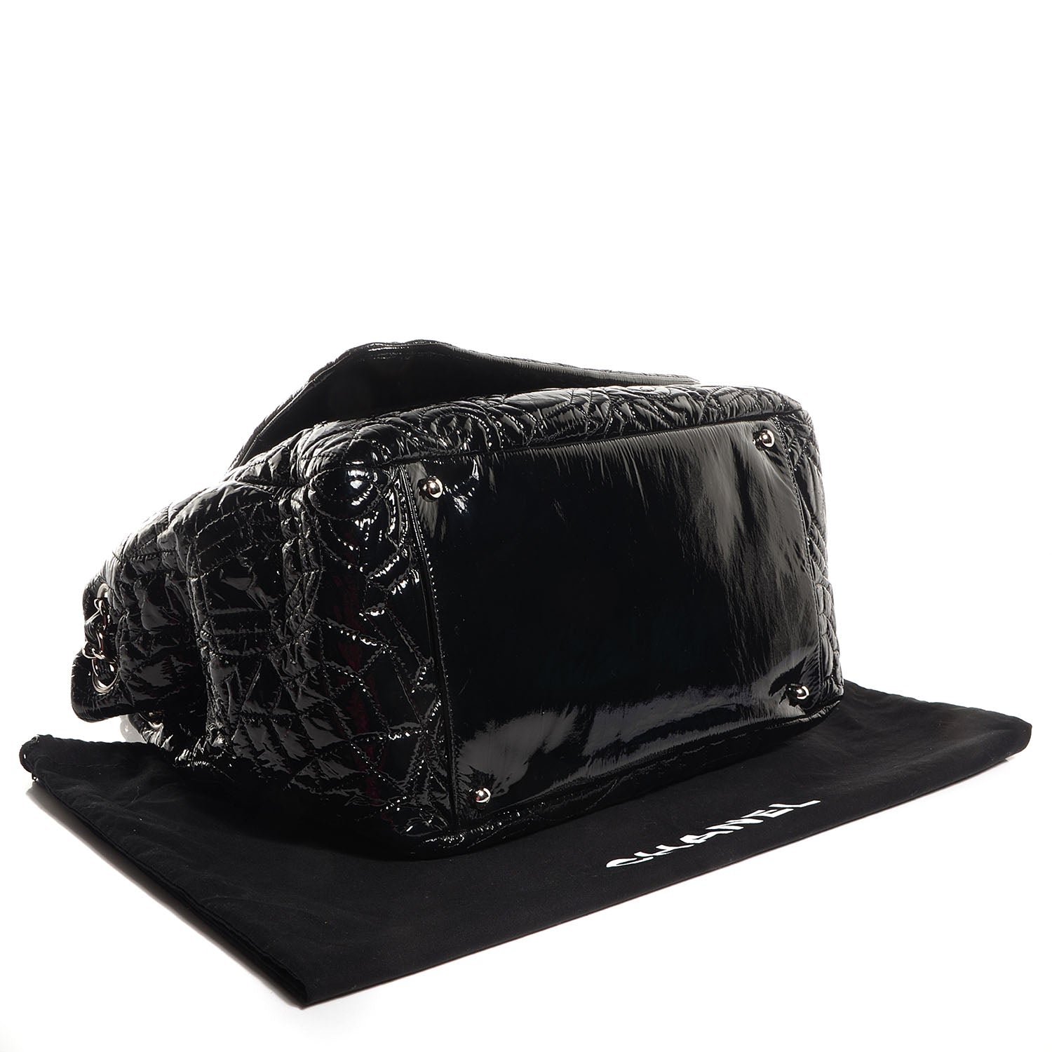 Chanel Vinyl Graphic Edge Accordion Flap Bag Black 4 of 7