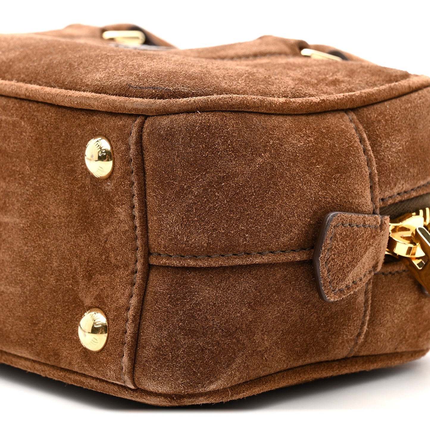 Suede Padded Regular Arcadie Top Handle Bag Cacao