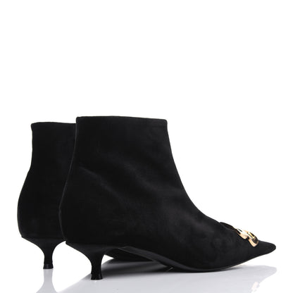 Balenciaga Velvet BB Pointy Toe Ankle Booties 38 Black Vintage 4 of 14