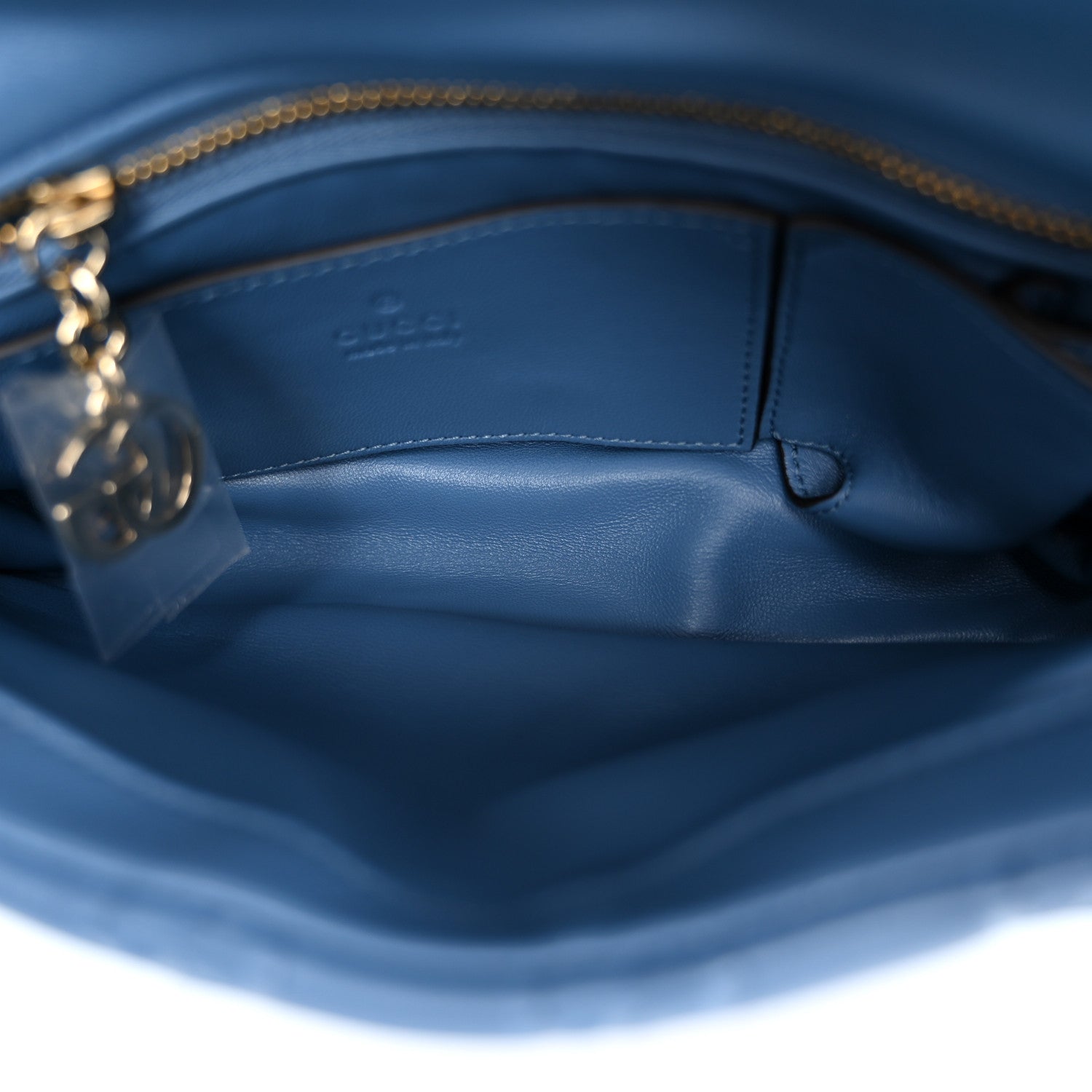 Gucci Lambskin Embossed Mini GG Milano Top Handle Shoulder Bag Blue 5 of 11