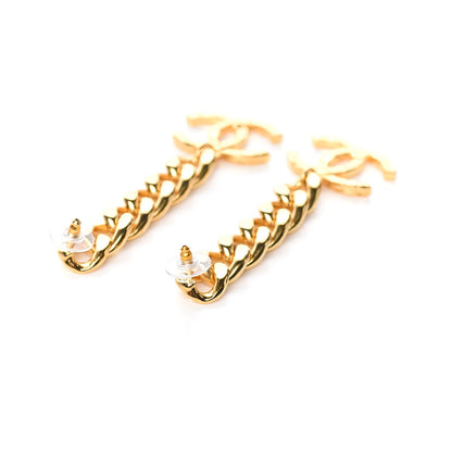 Chanel Metal CC Pick Drop Earrings Gold 3 of 5