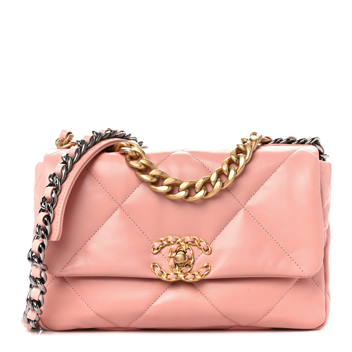 Goatskin Quilted Medium Chanel 19 Flap Light Pink