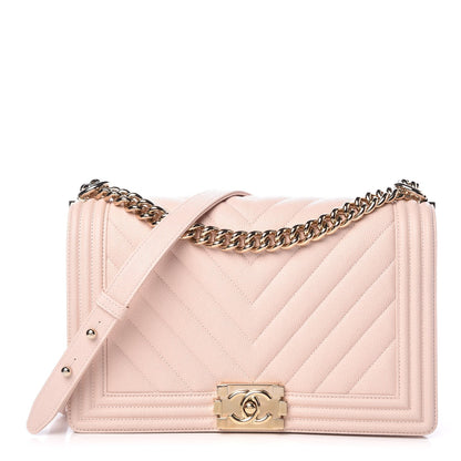 Chanel Calfskin Chevron Quilted New Medium Boy Flap Nude 1 of 8