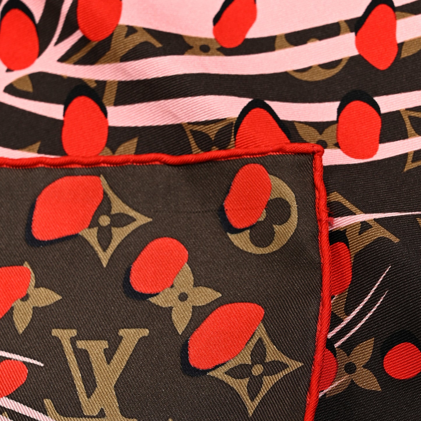 Silk Monogram Jungle Dots Scarf Sugar Pink Poppy