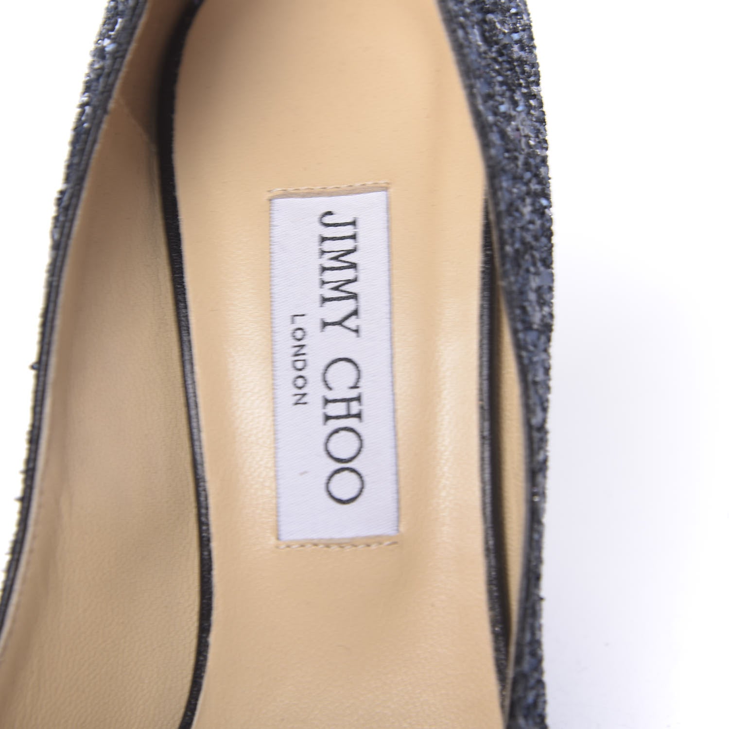 Jimmy Choo Coarse Glitter Fabric Baxon 85 Wedges 38 Navy 6 of 9