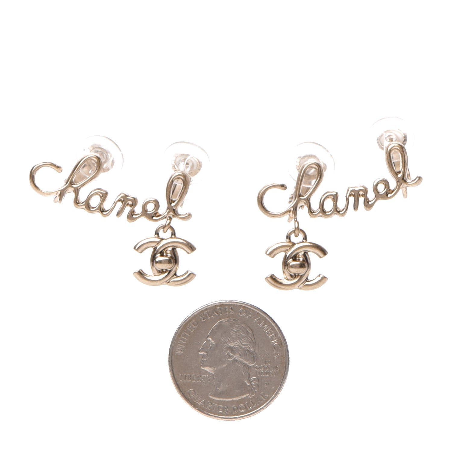 Chanel Metal Logo CC Turnlock Clip On Earrings Gold 2 of 4