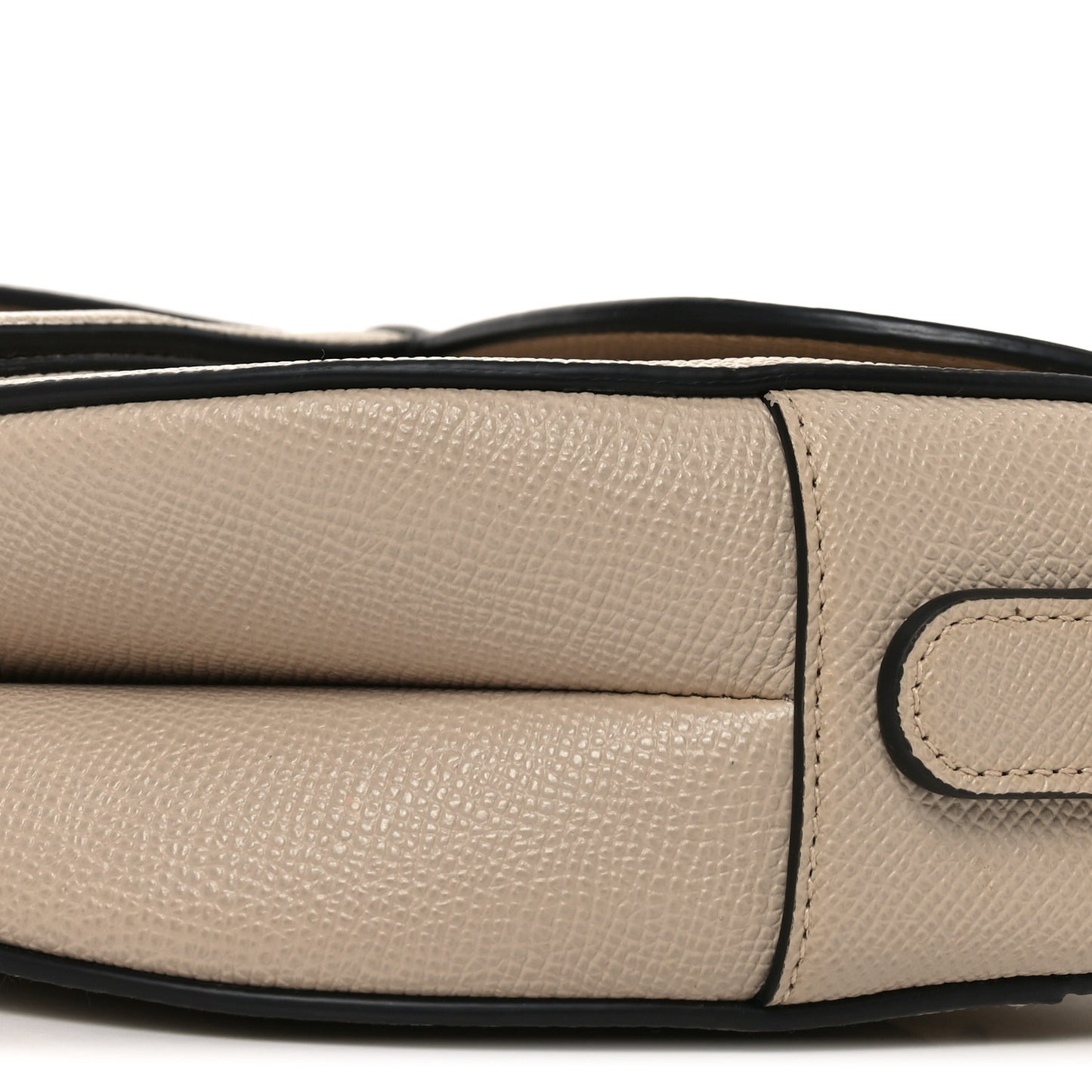 Grained Calfskin Saddle Bag With Strap Warm Taupe