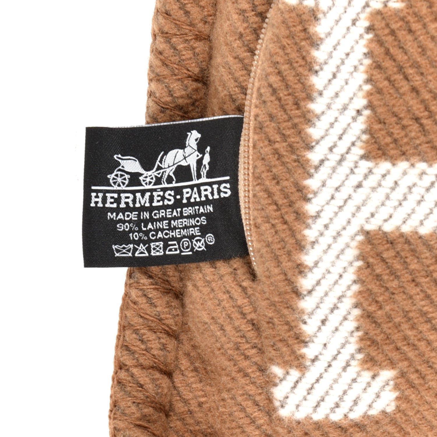 Hermes Wool Cashmere Avalon Pillow PM Ecru Camel 3 of 3
