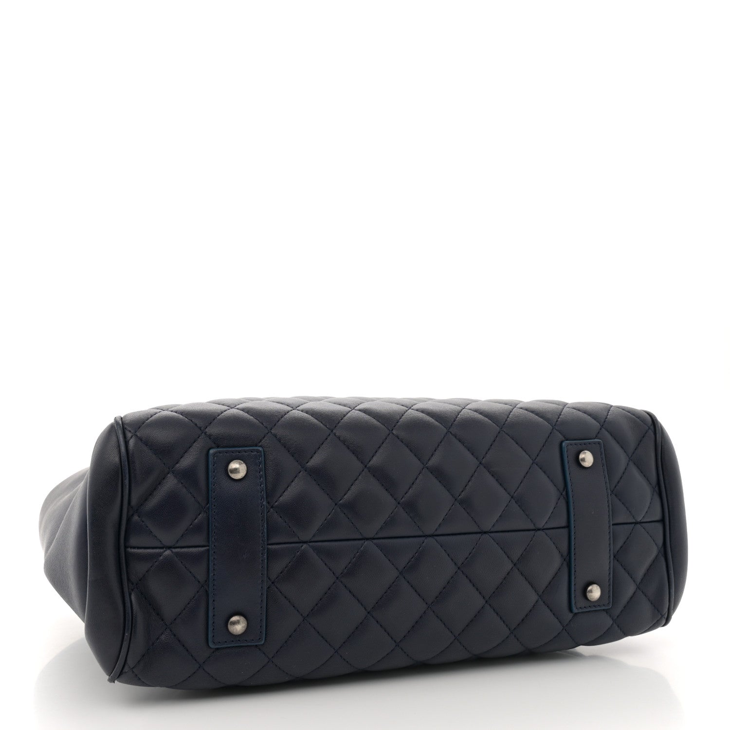 Chanel Lambskin Quilted Shopping Tote Navy 4 of 13